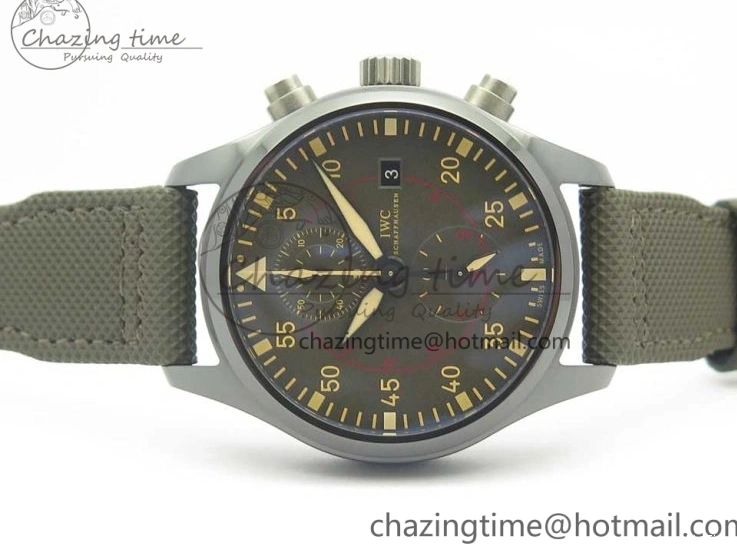 MIROTIME 0216 Classic PILOT IW389001 ZF 1:1 Best Edition Ceramic Case Green Dial on Green Nylon Strap A7750 (Function Same As Genuine) 7160
